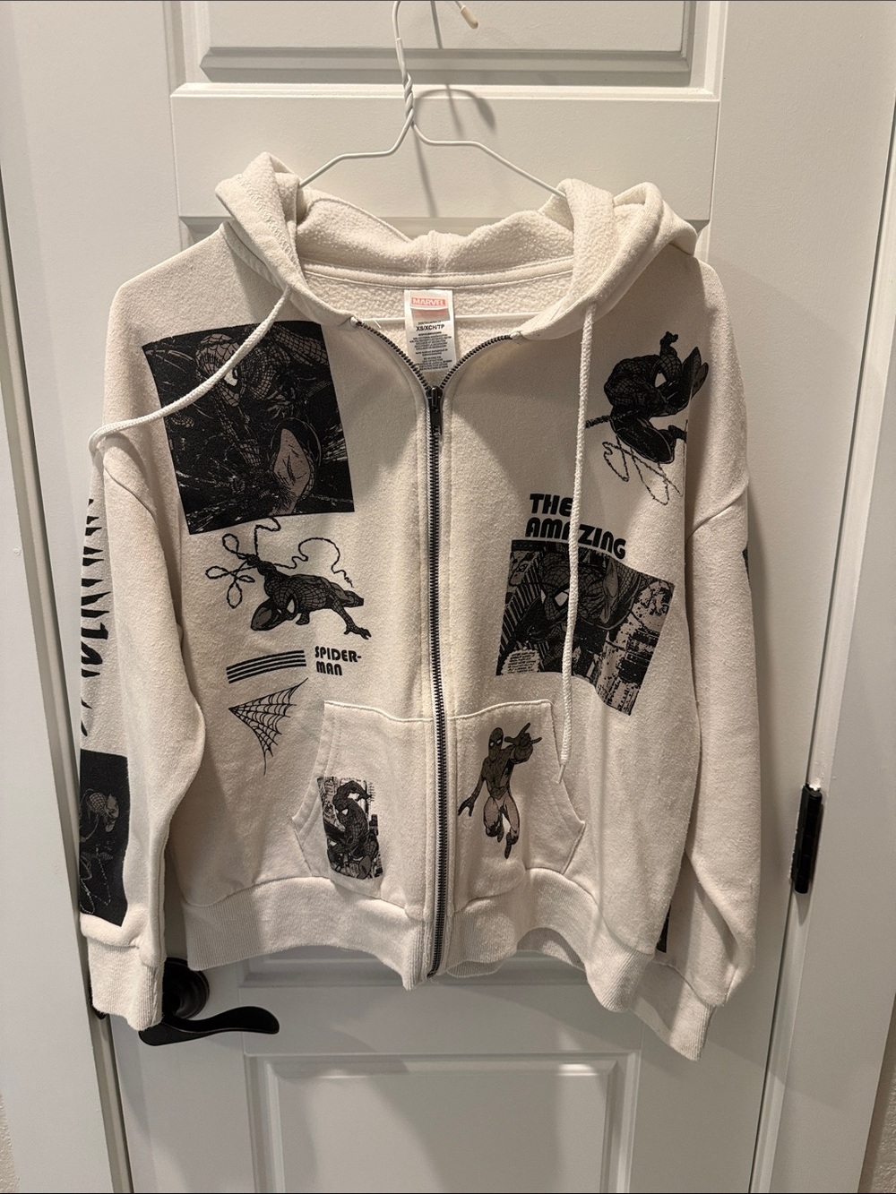 Marvel Cream & Black Spider-Man Graphic Zip Hoodie